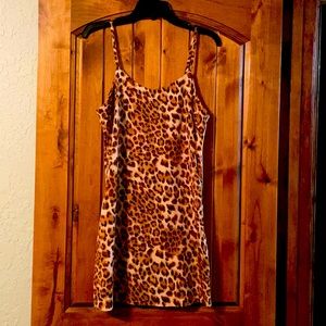 Shein leopard print satin spaghetti sleeve minidress